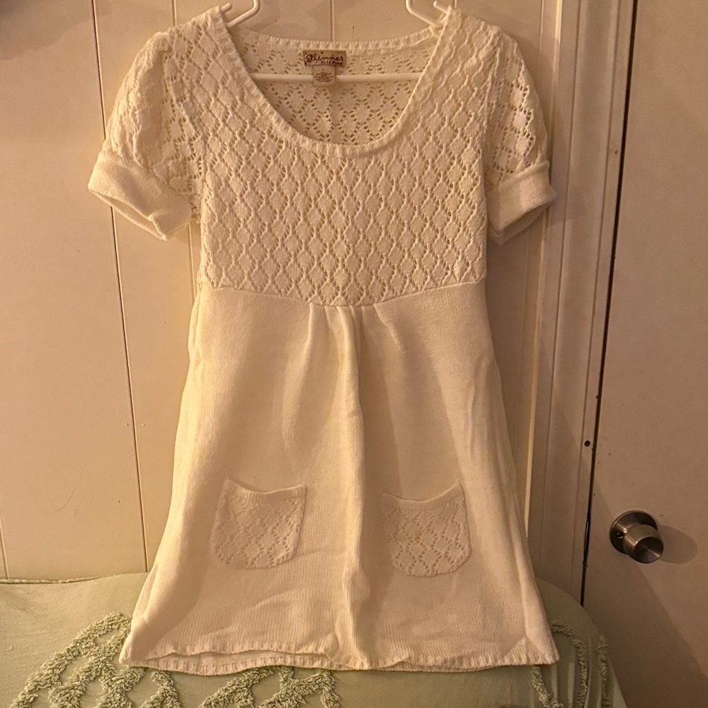 White Lace Knit Women's Babydoll Sweater
